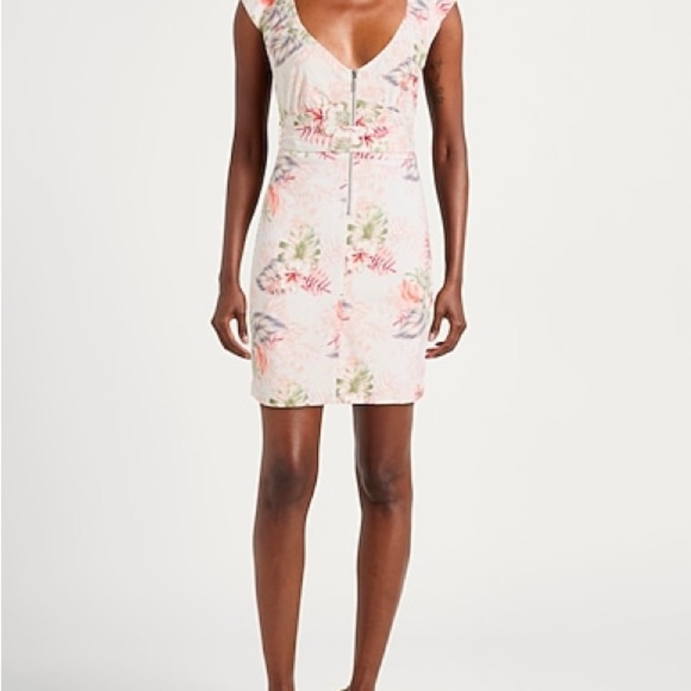 Guess Floral V-Neck Mini Dress